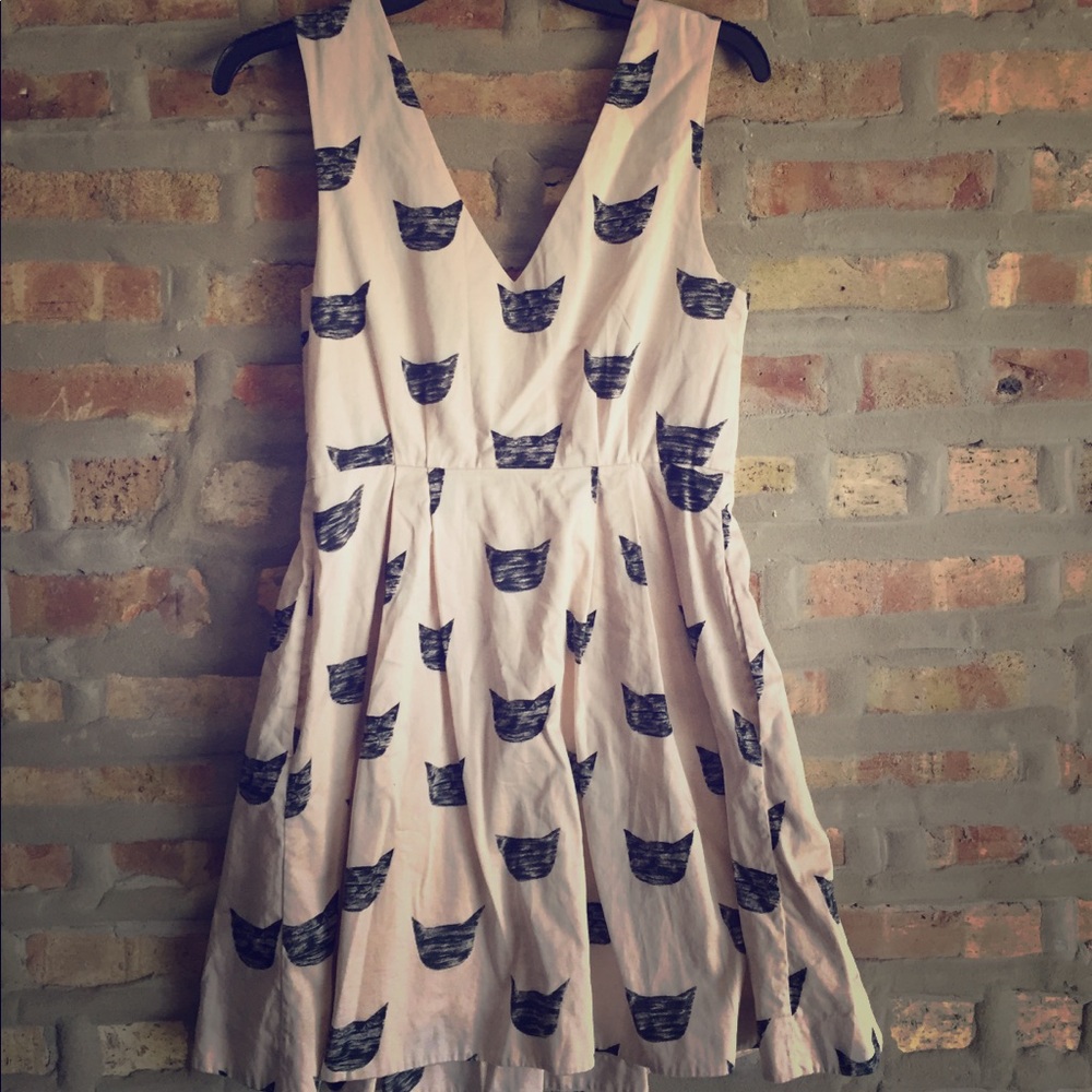 Cream kitten print dress